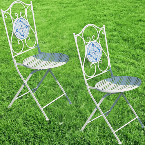 Mosaic pair chairs blue white - mosaic,