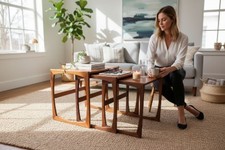 Retro Vintage G Plan Quadrille Teak Nest 3 Tables VGC Mid Century Modern Wooden