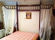 Victorian Mahogany Half Tester Double Bed. 140cm/4'7" W, 208cm/6'10" L. REDUCED!