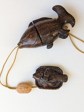 Vintage Wooden Carp Inro And