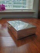 Dutch Sterling Silver Cigarette Case Jewelry Dresser Box Wood Lined 6"