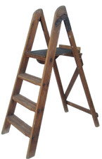 Vintage Wooden Step Ladder 4 Steps Working Order / Herb / Shoe Rack Prop Display