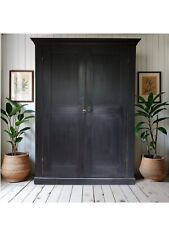 Antique Black Painted Cloak School Linen Larder Kitchen Hall Toy Cupboard