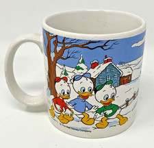 1988 Disney Christmas Mug Featuring Donald Duck & Nephews Huey Dewey & Louie