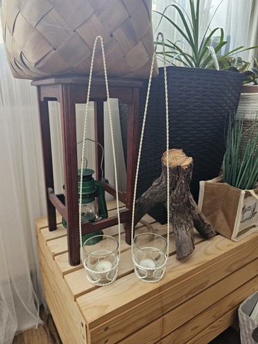Pair white hanging tealight - pair, of