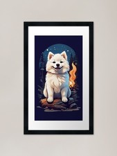 Sweet Samoyed puppy smiling at