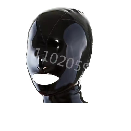 Unisex black latex rubber hood - black,