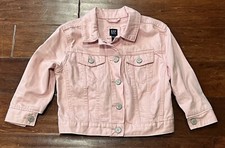Gap Pink 2 Pocket Girls Small 6/7 Full Snap Button Up Denim Trucker Jean Jacket