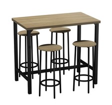 CANCUN Bar Table & 2/4 Stools Set Kitchen Dining Breakfast Industrial Furniture