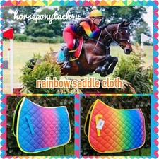 AQUA IN STOCK Rainbow coloured / aqua saddle cloth numnah pony cob full sizes 