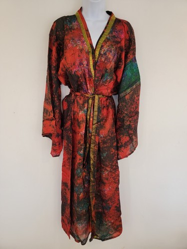 Silk kimono long vintage boho - silk,