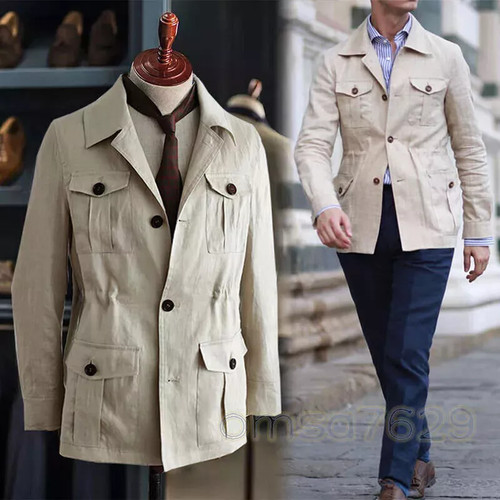 Mens 100 linen safari jacket - 100%,