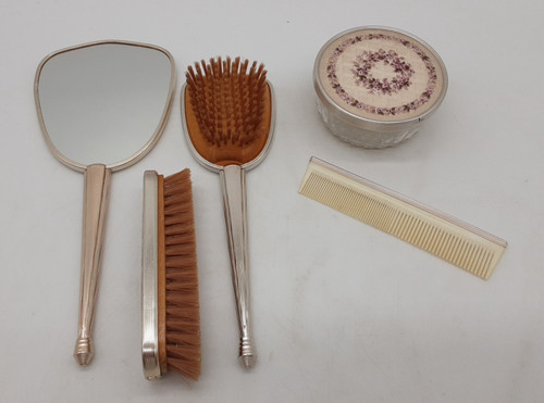 Vintage embroidered vanity set - vintage,
