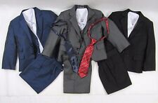 Formal Tuxedo Suit 5 Piece Page Wedding Boy Grey Black 1-15 Childrens Teens Boys