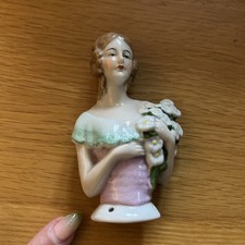 Antique Porcelain Lady Pin