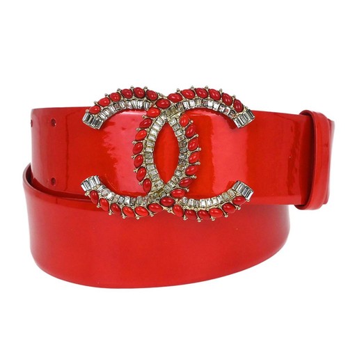 Chanel belt red patent leather - belt,