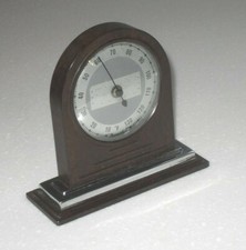 ART DECO 1930s VERY STYLISH BROWN BAKELITE & CHROME DESK TOP THERMOMETER VINTAGE