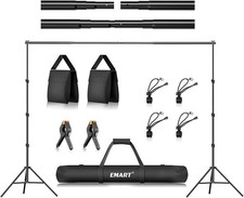 EMART 2.6×3 m Adjustable Backdrop Stand Kit with Clamps & Sandbags