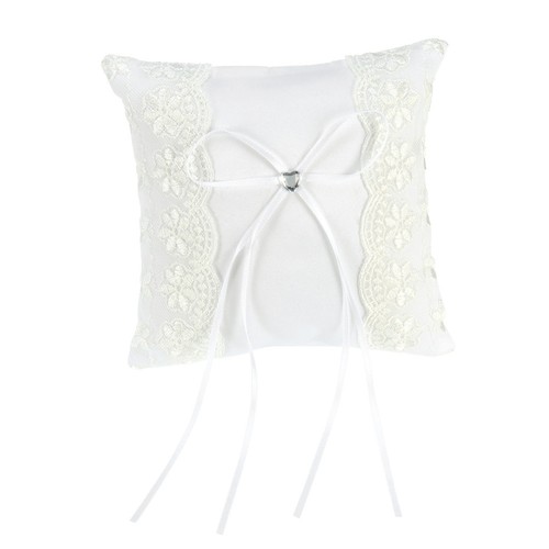 White satin floral ring - ring, pillow