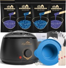 Lifestance Complete Home Waxing Kit, L1 Hard Wax Warmer for Hair Removal