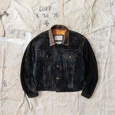 Vintage 80s Chevignon Black Suede Leather Jacket / Size Large / Made in France