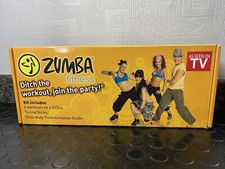 Zumba Fitness Kit 2 Toning Sticks 4 DVD's Body Transformation Guide Box