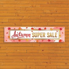 Autumn Super Sale Banner – Gold Frame Fall Signage – PVC Shop Window Display
