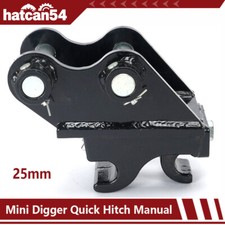 Mini Digger Quick Hitch Manual with Grease Pins 25mm Pins