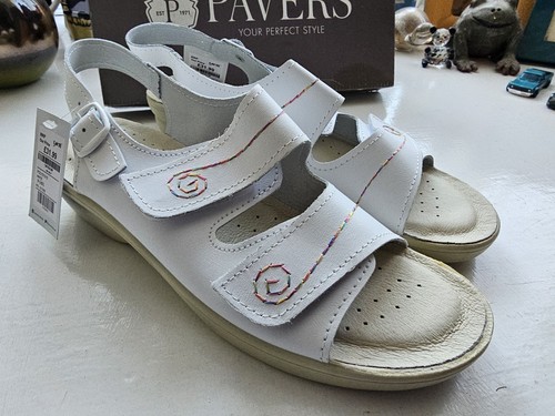 Pavers white leather sandals - pavers,