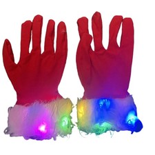 Glow in the Dark Santa Red Gloves for All Age Christmas Party Costume LED Gloves