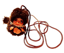 Moncicci Kiki Monchichi 70s brown puppet necklace collana pupazzetto marrone