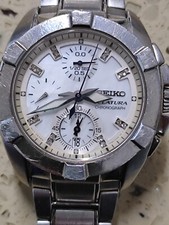 Vtg Seiko Velatura Chronograph. 7T92-OKS0 Movement Work Need Repair Used