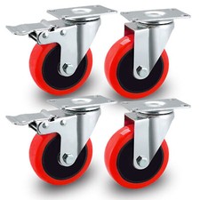 4 x Double Bearing 700KG 100mm Rubber Swivel Castor Wheel Trolley Caster BOLT UK