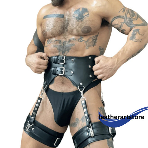 Men genuine leather corset - genuine,