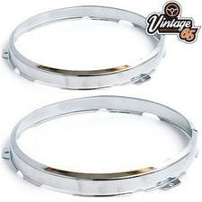 LUCAS STYLE CHROME 7" HEADLIGHT HEADLAMP RETAINING RIMS RINGS AUSTIN MORRIS MG