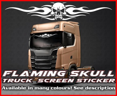 Flaming skull lorry truck wind - lorry,