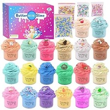 Fluffy Butter Slime Kit-20 Pack with Charms, Super Soft & Non-Sticky XMAS GIFT