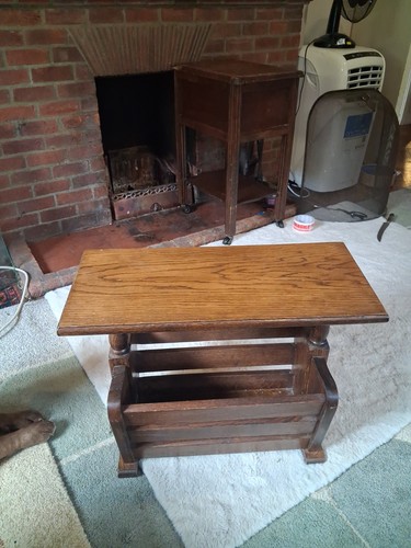 Vintage oak magazine rack side - oak,