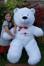EXTRA LARGE PLUSH TEDDY BEAR WHITE for present gift christmas free heart cushion