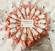 Pre filled 40 pink small sweet cones,Party bag,FREE DELIVERY *Free stickers