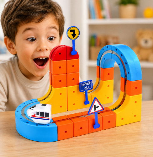 Magnetic train track set 56pcs - magnetic,