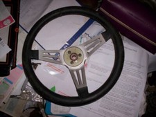 Les Leston steering wheel in original condition 13" leather rim mini? ford?