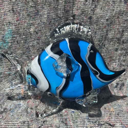 Vintage glass fish blue and - vintage,
