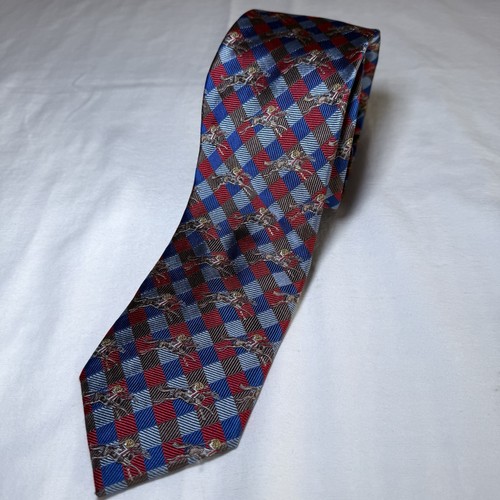 Red and blue equestrian horse - and,
