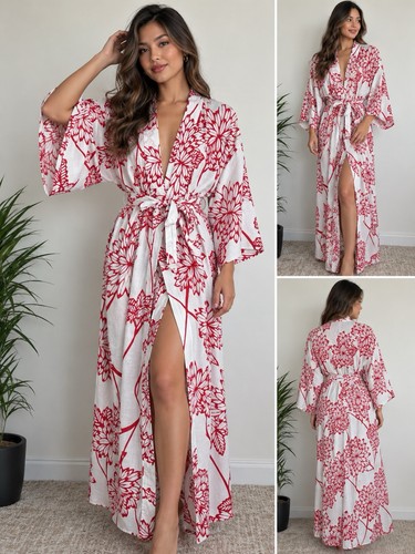 Vintage japanese kimono red - japanese,