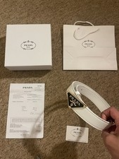 PRADA Women's White Belt 105/42 Designer Leather Belt