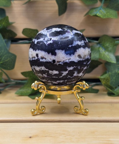 Purple zebra stone sphere - zebra,
