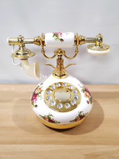 Royal Albert Doulton Roses Gold Trim French Style Button Telephone Vtg TESTED