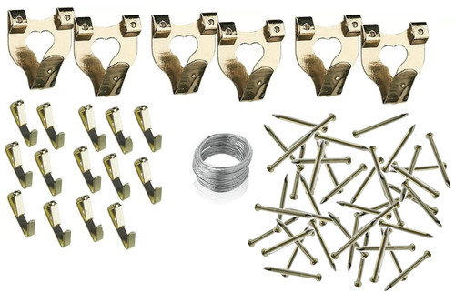 60pc picture hanging kit hooks - 60pc,
