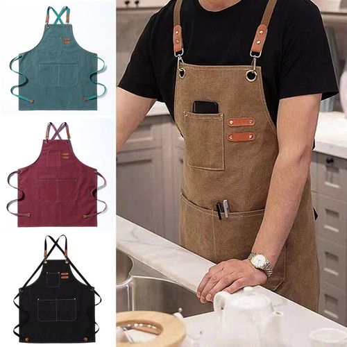 Canvas leather apron bbq - canvas,